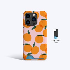 Porte-cartes mince ORANGES | Étui pour iPhone 15, étui pour iPhone 14 Pro, étui pour iPhone 14+, étui pour iPhone 13 Pro, porte-cartes, rangement pour cartes