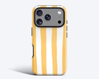 Gele strandlakenhoes - vakantiestrepen voor iPhone 17, 16, 15, 14, 13 - MagSafe