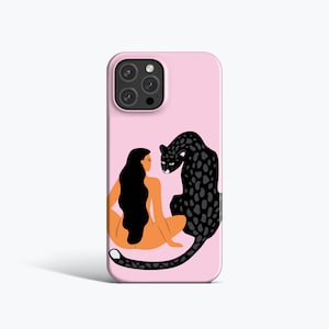 BLACK JAGUAR PINK Case | For iPhone 15 Pro Max Case, iPhone 13 Case, iPhone 14 Case, iPhone 12 Case, More Models, Minimal, Wild Cat, Woman