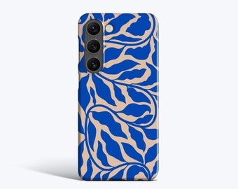 VINE LEAVES Blue | For Samsung Galaxy S23 Plus Case, Galaxy S22 Case, Galaxy S21 fe Case, More Models, Minimal, Stylish, Matisse,