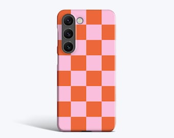 CHUNKY CHECK Orange Pink Case | For Samsung Galaxy S23 Ultra Case, S22 Plus Case, S21 Case, More Models, Checkered print, Y2K inspired