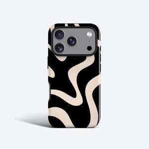 Black Waves Phone Case, For iPhone 17 Pro, 17 Air, 16, 15 Plus, 14 Pro, 13, 12 Mini, 11, MagSafe