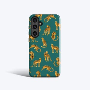 GREEN LEOPARDS Case | For Galaxy S25, S24 Plus, S23 Fe, S22 Ultra, S21, S20 fe and More Models, Leopard Pattern Case