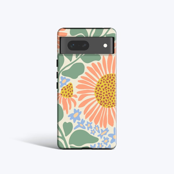 TOURNESOL | Pour les coques pour le Pixel 8 Pro, la coque pour le Pixel 7, la coque pour le Pixel 6, la coque pour le Pixel 5, la coque pour le Pixel 4, Autres modèles, Fleurs abstraites, Summertime, Pastel