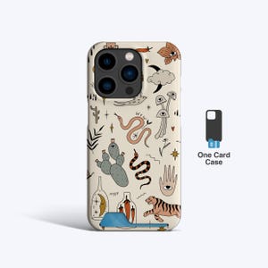 Custodia sottile per carte BOHO DOODLE / Custodia per iPhone 15+, Custodia per iPhone 14 Pro, Custodia per iPhone 13, Custodia per iPhone 15 Pro, Porta carte, Porta carte
