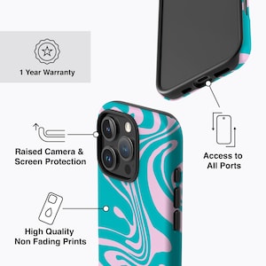 TURQUOISE MARBLE Phone Case | For iPhone 16 Case, iPhone 15 Pro Case, iPhone 14 Case, iPhone 12 Case, More Models, Liquid Marble, Modern image 4