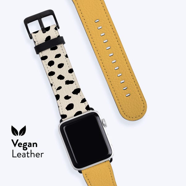 Blonde Split Dots Watch Strap - For Apple Series 1, 2, 3, 4, 5, 6, 7, 8, 9, 10, 11 Vegan Leather Band