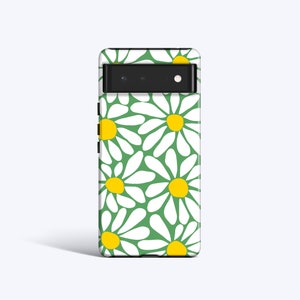 LARGE DAISY Green Phone Case | For Pixel 8 Case, Pixel 7 Case, Pixel 6 Pro Case, Pixel 4 XL Case, All Models, Daisy Case