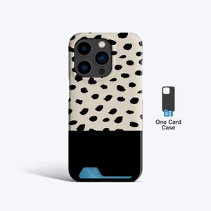 Custodia sottile per carte ABSTRACT BLACK DOTS / Custodia per iPhone 15 Pro, Custodia per iPhone 14, Custodia per iPhone 13+, Custodia per iPhone 15+, Porta carte