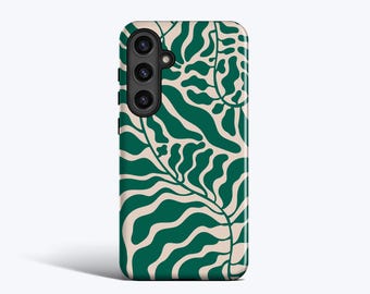 ABSTRAKTE BLÄTTER GRÜN Hülle - Für Galaxy S26, S25, S24, S23, S22, S21, S20, magnetisch