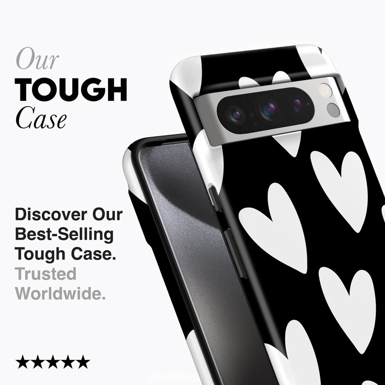 Large White Hearts Case For all Pixel Models, Magnetic Option image 2