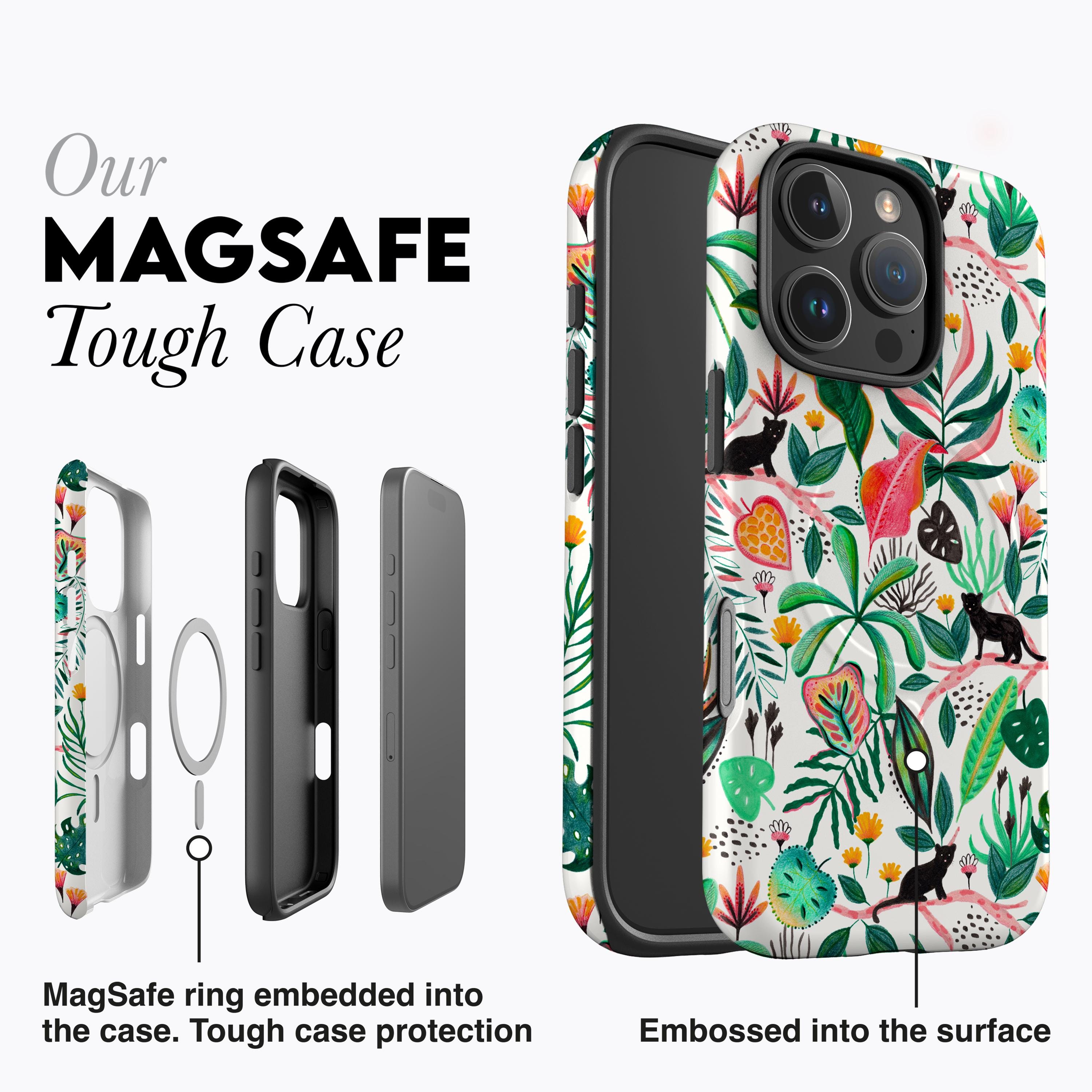 RICHMOND & FINCH Custodia Per Telefono Progettata Per iPhone 13 Custodie, 6.1 Pollici, Custodia a Prova Di Caduta, Bordi Rialzati Antiurto, Custodia Protettiva, Giungla Floreale