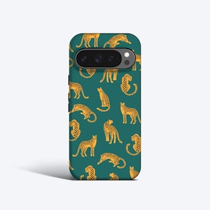 GREEN YELLOW LEOPARDS Phone Case | Yellow Leopard Print Pattern, For Pixel 9 Pro xl, 9a, 8a, 8 Pro, 7a, 6 Pro, 5 More Models