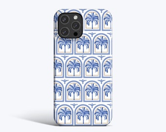 BLUE PALMS of DUBAI Case | For iPhone 15 Pro Max Case, iPhone 14 Case, iPhone 12 Case, iPhone 11 Case, All Models, Palm Pattern, Holiday