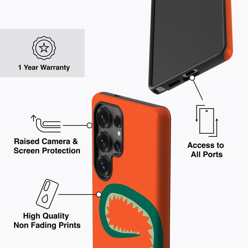 Crocodile Phone Case - For Galaxy S25 Plus, S24 Ultra, S23 fe, S22, S21, S20 fe Orange, Abstract, Poster image 4