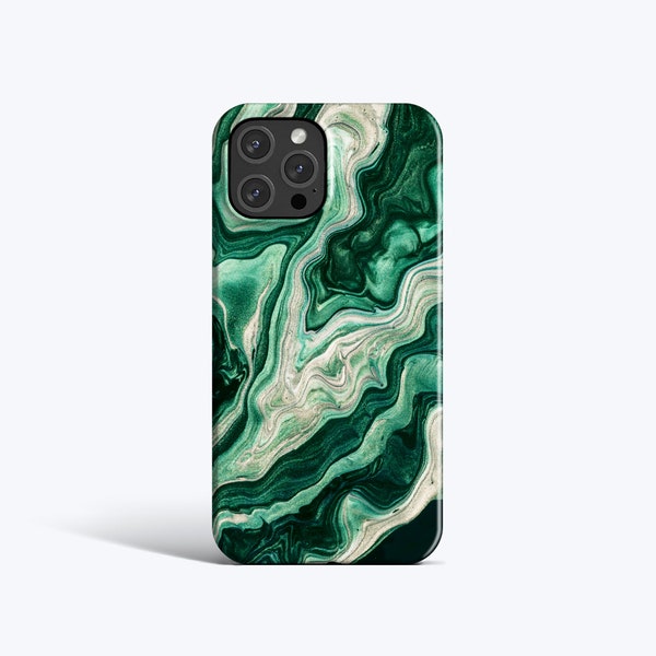 EMERALD DREAMS | For iPhone 15 Case, iPhone 12 Case, iPhone 13 Case, iPhone XR Case, More Models Available, Fluid Art, Modern, Marble