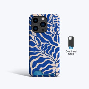 Custodia sottile per telefono con carta di credito ABSTRACT LEAVES BLUE / Custodia per iPhone 15, Custodia per iPhone 14 Pro, Custodia per iPhone 14, Custodia per iPhone 13, Porta carte, Porta carte6