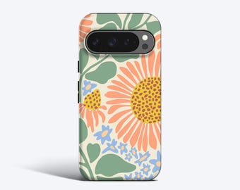 SUNFLOWER Phone Case | Pastel Abstract Summer Florals, For Pixel 9 Pro xl, 9a, 8a, 8 Pro, 7 Pro, 7a, 6 Pro, 6a, More Models
