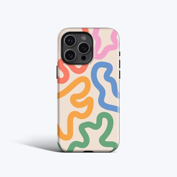 FUNKY LINES PASTEL Phone Case | Abstract Wavy Print, For iPhone 16e, 16 Pro Max, 15 Plus, 15, 14 Pro, 13, 12 Mini, 11