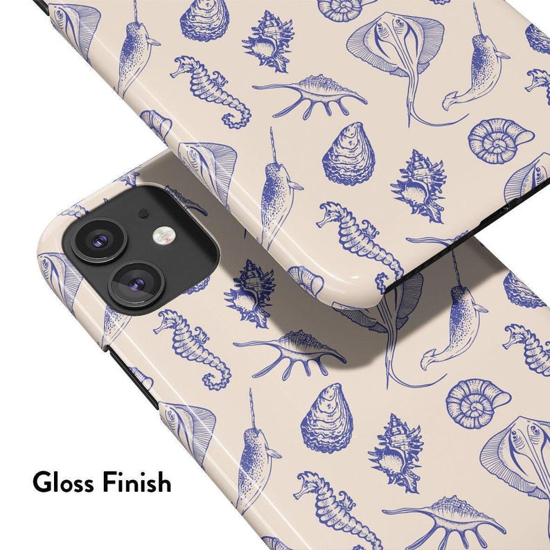 SEA CREATURES Blue Phone Case | For iPhone 16 Pro Max Case, iPhone 15 Pro Case, iPhone 14 Pro Case, MagSafe, Seashells, Seahorse, Case image 7