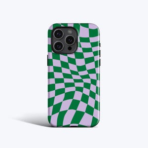 WAVY CHECK GREEN Case | For iPhone 15 Case, iPhone 14 Pro Max Case, iPhone 13 Case, More Models, Checkered Pattern, Trending