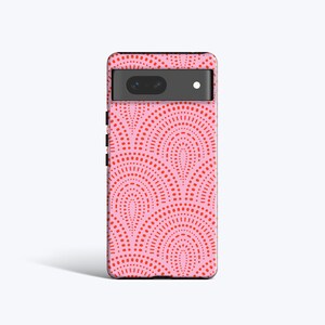 INDIA PINK Case | For Pixel 8 Case, Pixel 7 Case, Pixel 6 Pro Case, Pixel 5 Case, Pixel 4A Case All Models, Fish Scales Pattern, Pink, Red