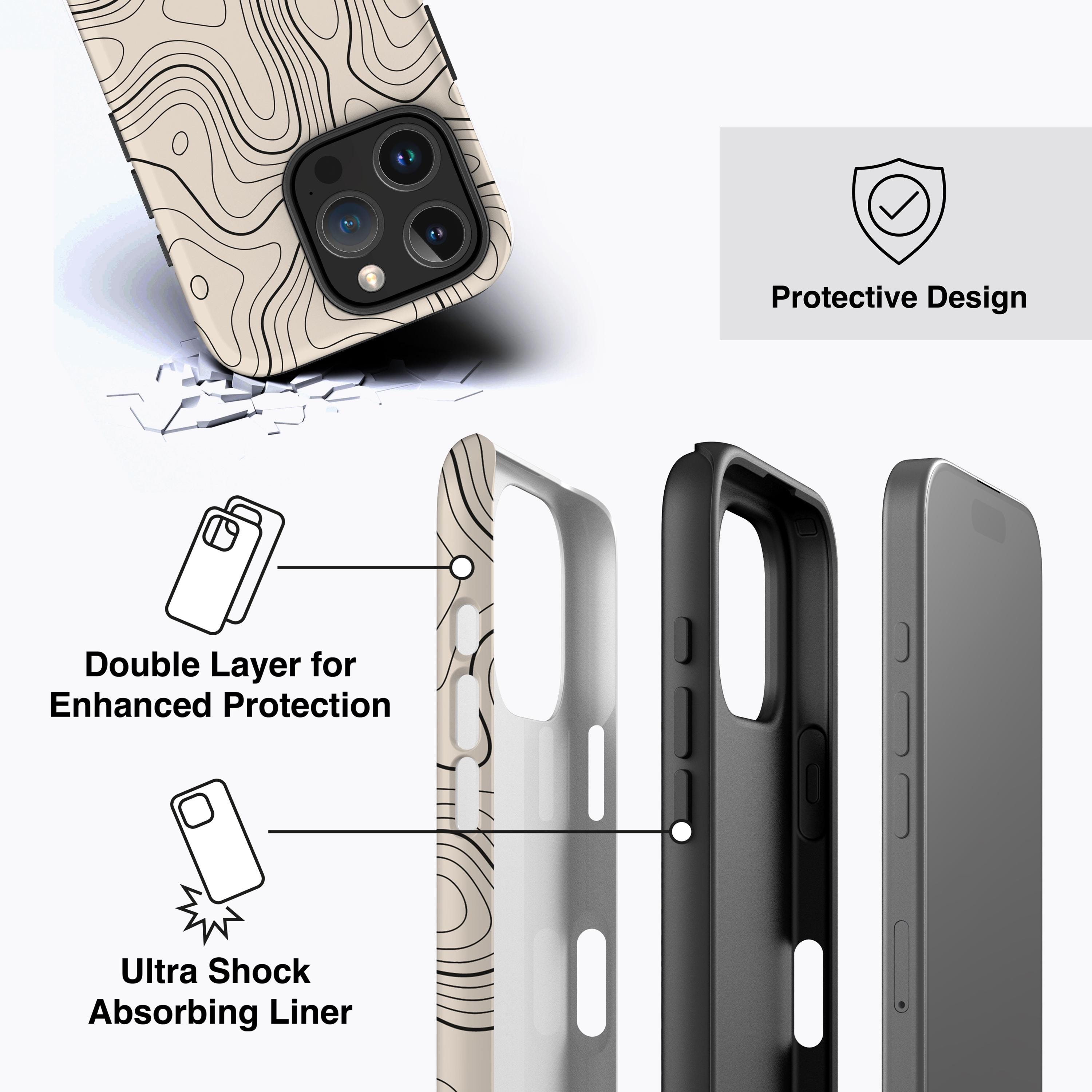 Topologie iPhone16スマホケース TOPOGRAPHIC Phone Case | for iPhone 16 Pro Max Case, iPhone 15 Pro