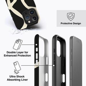BOHO LINES BLACK Phone Case For iPhone 16 Pro Case, iPhone 15 Case, iPhone 14 Pro Max Case, iPhone 12 Case, MagSafe, Abstract Lines, Matisse image 3