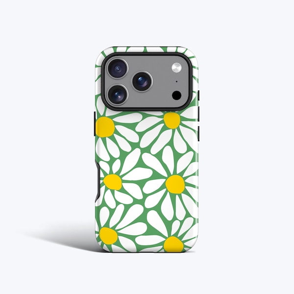 Green Daisy iPhone Case - For iPhone 17, 16, 15, 14, 13, 12, 11 and More, MagSafe Option