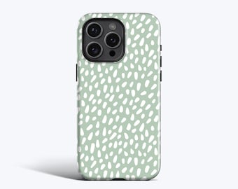 Pastell Grüne Punkte Handy Hülle - Für iPhone 17, 16 Pro Max, 15, 14 Plus, 13, 12, 11, weitere Modelle, Abstrakte Punkte, Muster