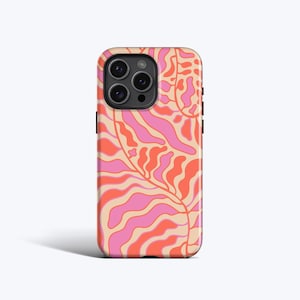 ABSTRACT LEAVES Phone Case | Pink and Coral Organic Plant, For iPhone 16 Pro Max, 16e, 15 Plus, 14 Pro, 13 mini, 12, 11, MagSafe Option