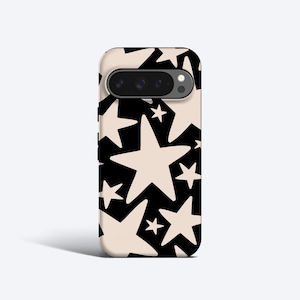 Krämfärgat Wonky Stars-skal, Boho stort stjärnmönster, för Pixel 10, 9 Pro XL, 8a, 8 Pro, 7 Pro, 7a, 6, 6a