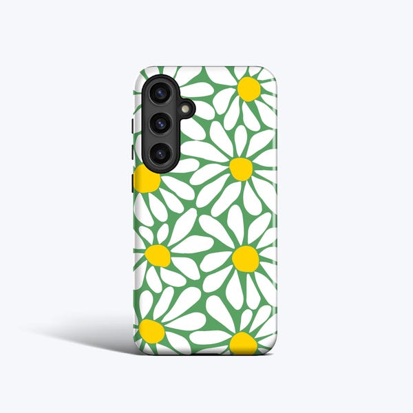 DUŻE, zielone etui na telefon DAISY – do Galaxy S26, S25, S24, S23, S22, opcja magnetyczna