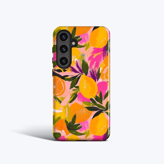 ORANGES AND LEMONS Phone Case | For Samsung Galaxy S25 Ultra, S24, S23 fe, S22, S21, S20 and More - Hot Pink, Painting, Summer, Fruit