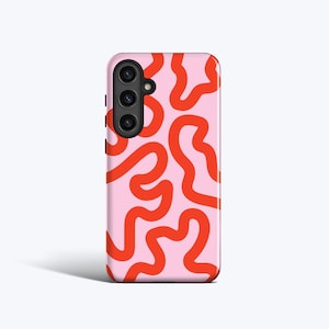 Etui na telefon Funky Red Lines, do Galaxy S26, S25, S24, S23, S22, S21, S20, magnetyczne