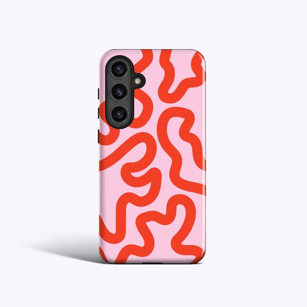 Etui na telefon Funky Red Lines, do Galaxy S26, S25, S24, S23, S22, S21, S20, magnetyczne