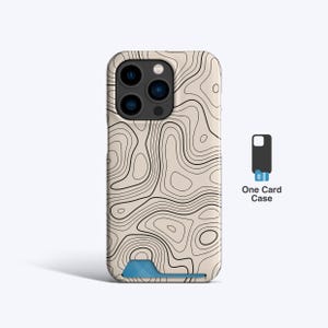 Porte-cartes mince TOPOGRAPHIC | Coque pour iPhone 15+, coque pour iPhone 14 Pro, coque pour iPhone 13, coque pour iPhone 15 Pro, porte-cartes, rangement pour cartes