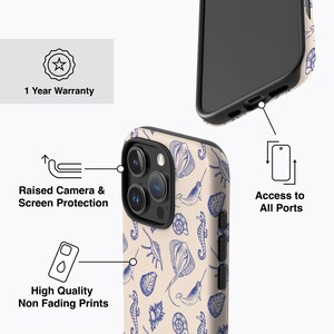 SEA CREATURES Blue Phone Case | For iPhone 16 Pro Max Case, iPhone 15 Pro Case, iPhone 14 Pro Case, MagSafe, Seashells, Seahorse, Case image 4