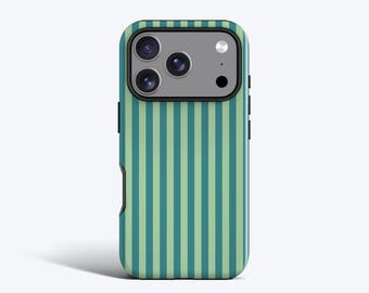 Little Green Stripes Case for iPhone 17, 16e, 15, 14, 13, 12, 11, Galaxy, Pixel, MagSafe Option