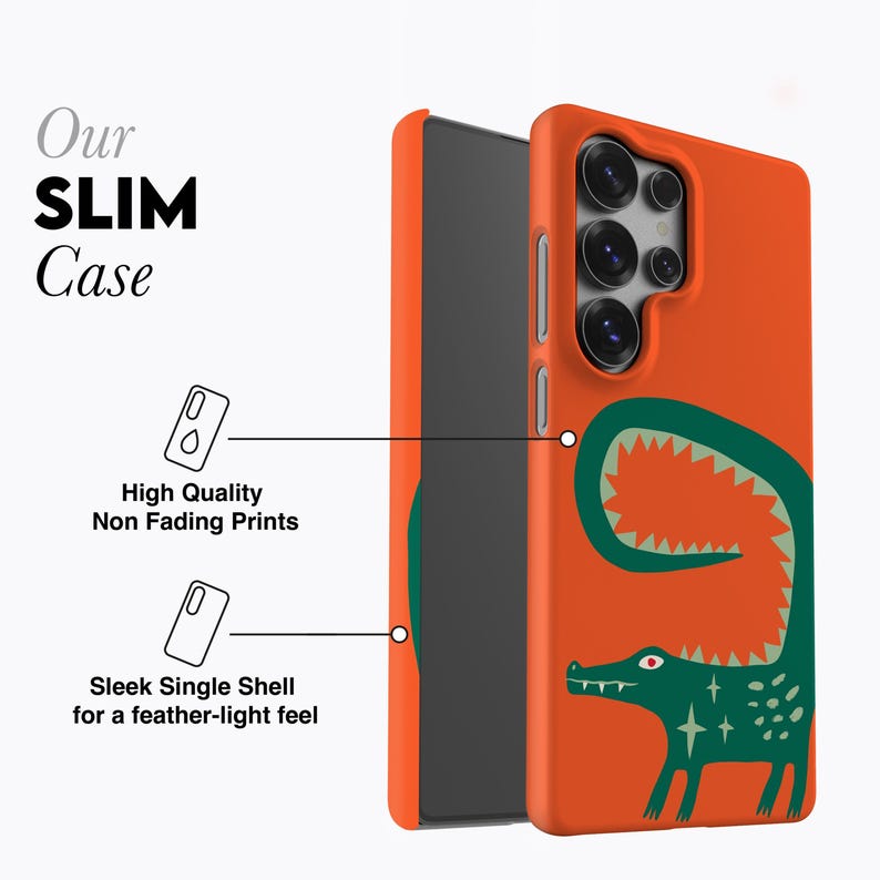 Crocodile Phone Case - For Galaxy S25 Plus, S24 Ultra, S23 fe, S22, S21, S20 fe Orange, Abstract, Poster image 5