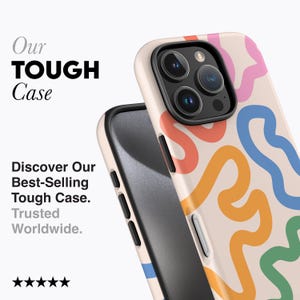 FUNKY LINES PASTEL Phone Case | Abstract Wavy Print, For iPhone 16e, 16 Pro Max, 15 Plus, 15, 14 Pro, 13, 12 Mini, 11 image 3