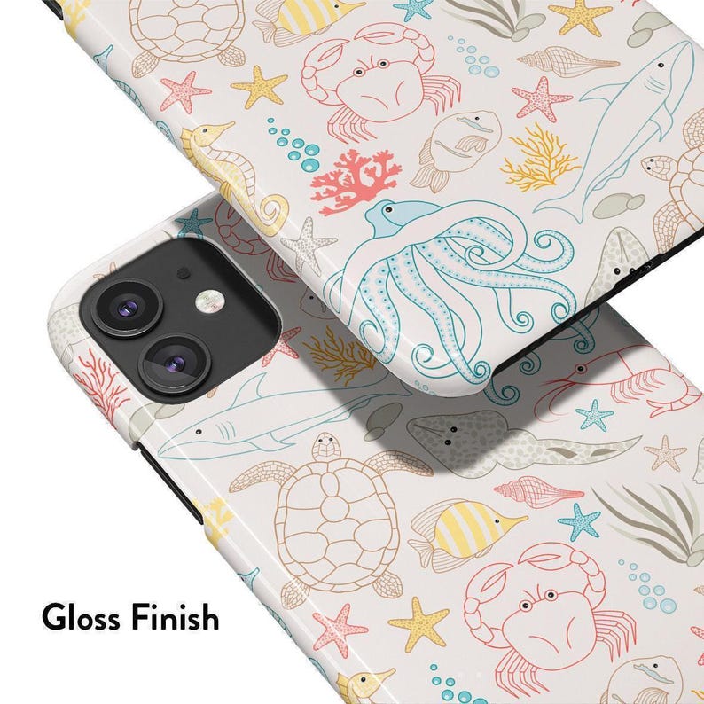 SEA WORLD Phone Case | For iPhone 15 Pro Case, iPhone 13 Pro Case, iPhone 12 Case, iPhone 11 Case, More Models, Shark, Octopus, Turtle, Crab image 2