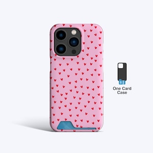 Custodia sottile per carte PINK RED HEARTS / Custodia per iPhone 15 Pro, Custodia per iPhone 15, Custodia per iPhone 14+, Custodia per iPhone 13 Pro, Porta carte, Porta carte