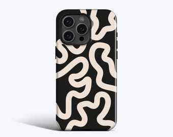 Funky Lines Cream Case, MagSafe, iPhone 17, 16e, 16 Pro Max, 15 Plus, 14 Pro, 13 Mini, 12, 11