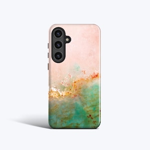 Peach Green Marble Case | For Galaxy S25 Ultra, S24 Plus, S23 fe, S22, S21, S20 fe, More Models, Quartz
