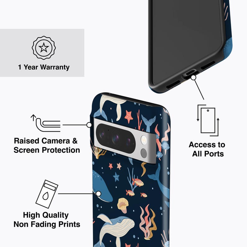 HUMPBACK WHALES Case | For Pixel 9 Pro Case, Pixel 8a Case, Pixel 7 Case, Pixel 6 Case, Pixel 5 Case, More Models, Sea Life, Coral Reef image 4