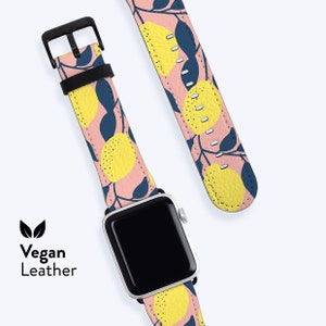 PINK LIMONADE Uhrenarmband | Für Apple Band, Vegan H21 Lederband, Erhältlich für Apple Uhrenserien 1, 2, 3, 4, 5, 6, 7, 8, 9, 10 SE Lemons
