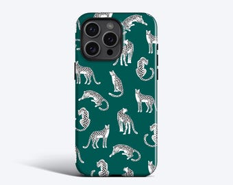 LEOPARDS JADE Phone Case For iPhone 16 Case, iPhone 15 Pro Case, iPhone 14 Case, iPhone 12 Case, MagSafe, Leopard Pattern, Modern