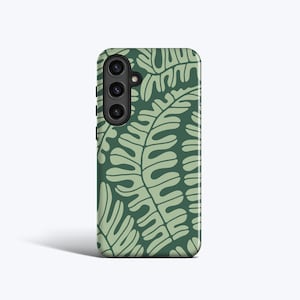 FERN LEAVES Case | For Samsung Galaxy S25 Ultra, S24 Plus, S23 Fe, S22, S21, S20 fe and More Models, Green, Bold, Abstract