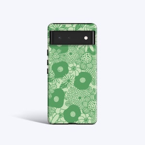 60's VINTAGE FLOWERS | For Pixel 8 Case, Pixel 7 Case, Pixel 6 Pro Case, Pixel 5 Case, Pixel 4A Case, More Models, Retro, 60's Vibes, Green